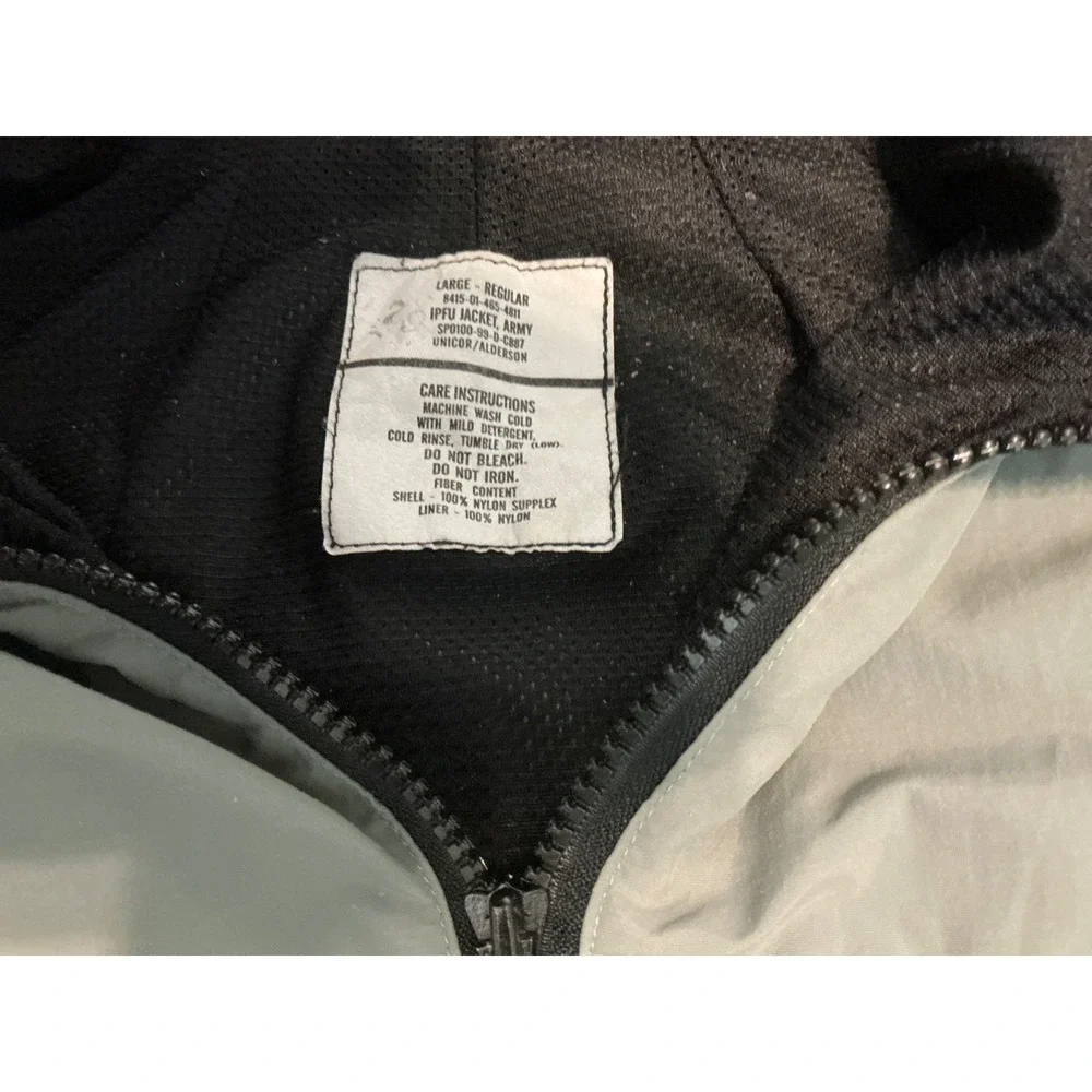 Vintage Army 1990s Windbreaker Jacket Gray Reflective Full zip Size Large